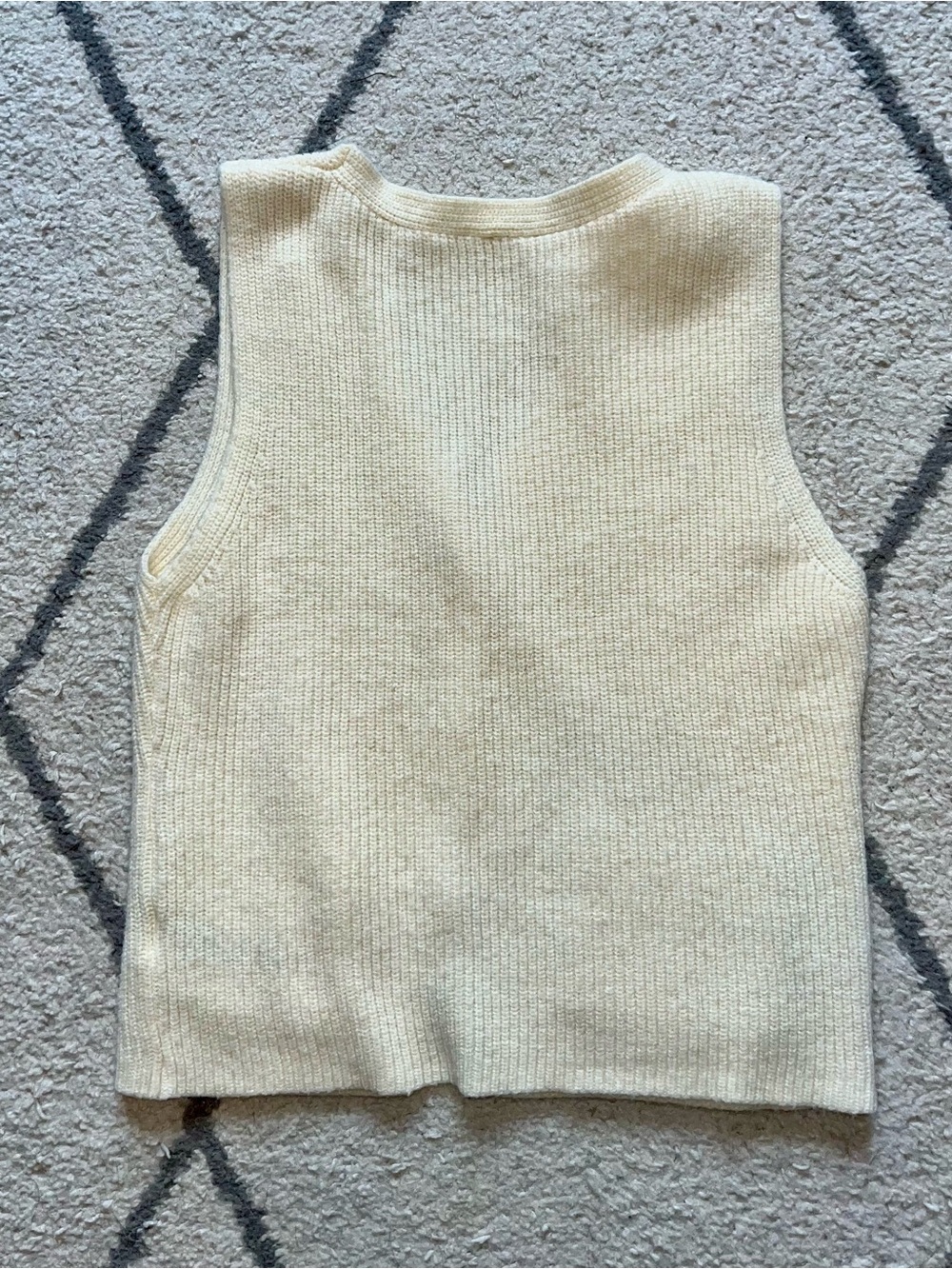 Women’s Cream Knit Button Vest - Casual Sweater Vest - Picture 2 of 2